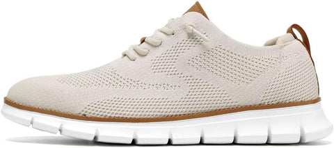 Men's Casual Dress Shoes Fashion Walking Sneakers Mesh Business Oxfords Work Lightweight Soft Sole Beige
