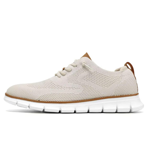 Men's Casual Dress Shoes Fashion Walking Sneakers Mesh Business Oxfords Work Lightweight Soft Sole Beige