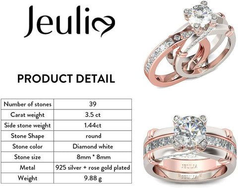 Jeulia Diamond Band Rings for Women cz Sterling Silver Interchangeable Ring Sets Wedding Engagement Anniversary Promise Ring Bridal Sets Jeulia