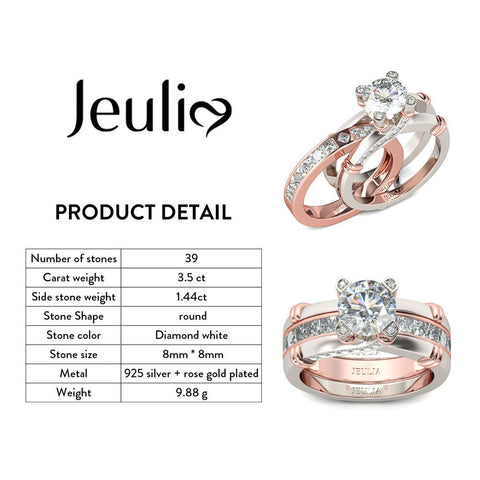 Jeulia Diamond Band Rings for Women cz Sterling Silver Interchangeable Ring Sets Wedding Engagement Anniversary Promise Ring Bridal Sets Jeulia