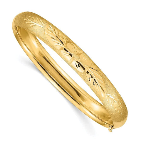 Diamond2Deal 14k Yellow Gold 516 Florentine Engraved Hinged Bangle Bracelet Diamond2Deal