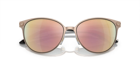Versace Woman Sunglasses Pink Gold Frame, Dark Grey Mirror Pink Lenses, 57MM Versace