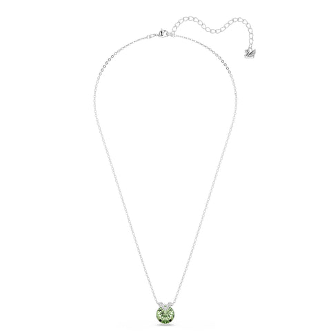 Swarovski Bella V pendant, Round cut, Green, Gold-tone Finish