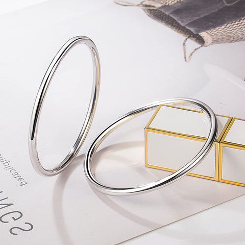 H&Beautimer Solid 925 Sterling Silver Italian Handmade Minimalist 4MM Bracelet for Women's Charm Jewelry 60-65MM Bangle 1/2/3 Set Birthday Gift (2set, 60MM) H&Beautimer
