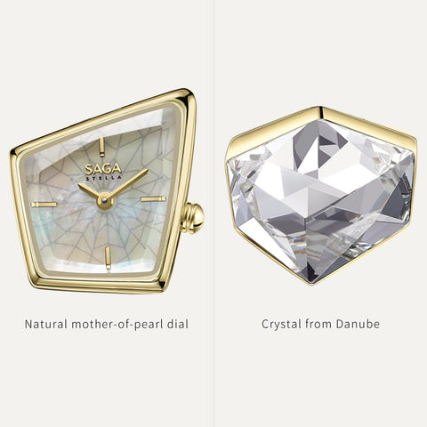 SAGA Women Fashion Watches Luxury Crystal Gold Bracelet Watch Stainless Steel Women's Wrist Watch As Gift for Women SAGA
