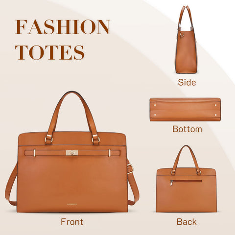 Missnine Laptop Bag for Women 15.6 inch PU Leather Work Tote Bag Large Computer Briefcase Business Office Handbag Missnine