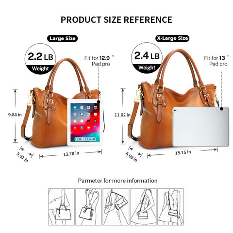 Kattee Genuine Leather Handbags Tote Shoulder Bag for Woman Satchel Designer Purse Top Handles Crossbody Bag Large Capacity Kattee