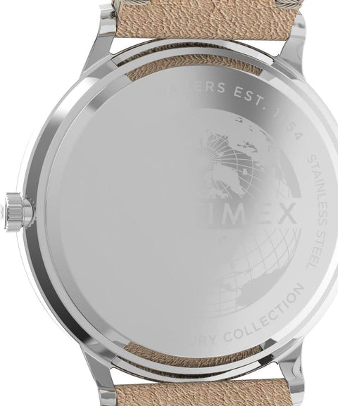 Timex Men's Waterbury Classic 40mm Watch - White Strap Gray Dial Stainless Steel Case Timex