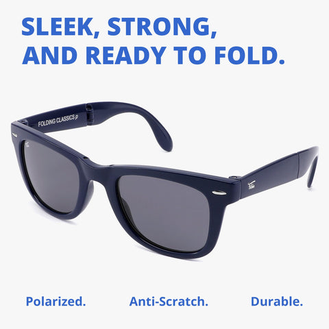 Foldies Classic Folding Sunglasses Polarized, UV400, UVA, UVB Protection for Men Women, Folding Sunglasses Leather Case