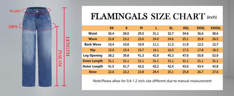 Flamingals Wide Leg Jeans for Women Mid Waist Baggy Stitch Decor Denim Washed Pants Without Belt Mid Blue L