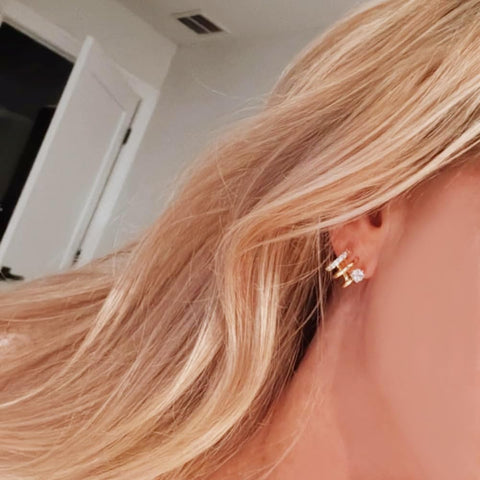 Obidos 14K Gold Plated Illusion Stud Earrings | Gold Hoop Earrings for Women