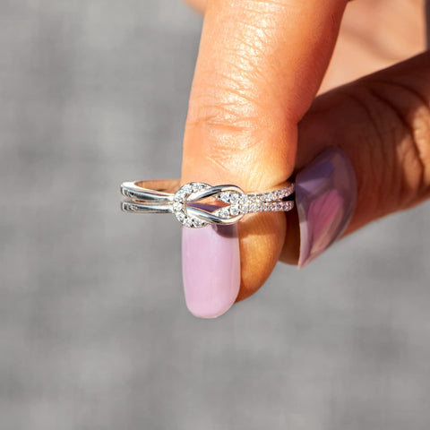 Story Jewellery Promise Rings for Women, Sterling Silver Cubic Zirconia Infinity Knot Wedding Engagement Statement Rings, Birthday Christmas Valentine’s Day Gifts for Women (US Size 07) STORYJEWELLERY