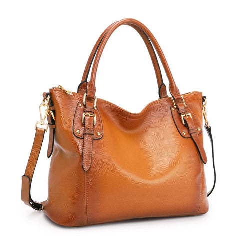 Kattee Genuine Leather Handbags Tote Shoulder Bag for Woman Satchel Designer Purse Top Handles Crossbody Bag Large Capacity Kattee