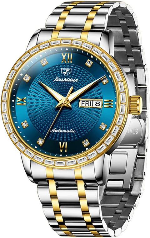 OLEVS Automatic Men's Watch Self-Winding Silver Gold Mechanical Business Luxury Formal Watch Stainless Steel Waterproof Luminous Date OLEVS
