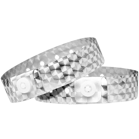 OUCHAN Holographic Plastic Party Wristbands Silver- 500 Pack Vinyl Wristbands for Events Club Music Meeting OUCHAN