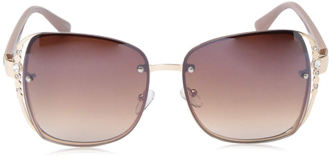 Rocawear womens R3284 Vented Metal UV Protective Rhinestone Square Sunglasses Gifts for Women with Flair 65 mm, Gold & Nude, mm US Rocawear
