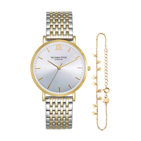 VICTORIA HYDE Ladies Watches Gold Quartz Women Watch Stainless Steel Band Waterproof Wrist Watch Set with Bracelet (Gold) VICTORIA HYDE