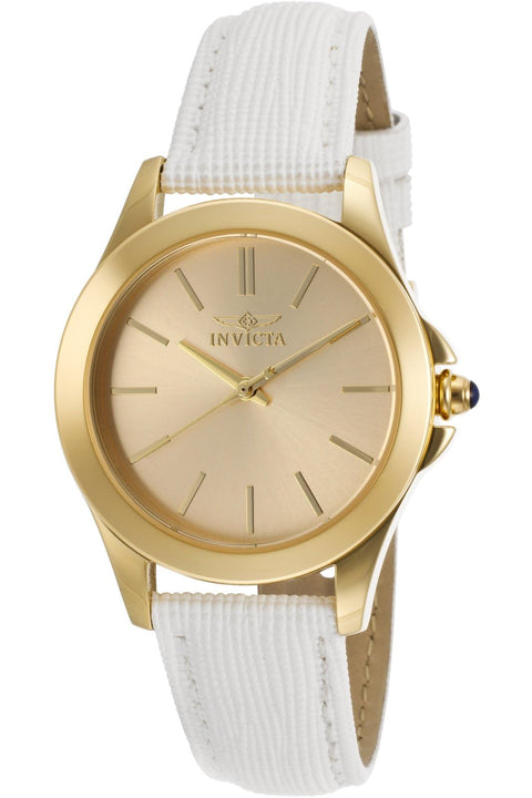 Invicta Women's 15149 "Angel" 18k Yellow Gold Ion-Plated Stainless Steel and White Leather Watch Invicta