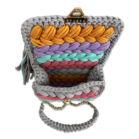 CHQEL Evening Clutch Bag for Women, Handmade Crochet Wedding Party Purse, Small Flap Formal Crossbody Handbag Evening Clutch (Khaki) CHQEL