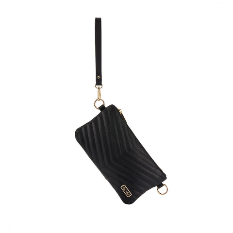 Itzy Ritzy Boss Pouch Wristlet, Crossbody Clutch & Belt Bag - Black Clutch Purse for Women - Includes Crossbody Strap & Wristlet Strap - Features 6 Card Slots & 2 Zippered Pockets (Jetsetter) Itzy Ritzy