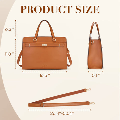 Missnine Laptop Bag for Women 15.6 inch PU Leather Work Tote Bag Large Computer Briefcase Business Office Handbag Missnine