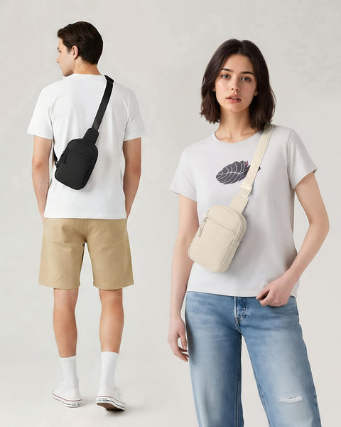 CHOLISS Small Sling Bag for Women and Men, Crossbody Bags Trendy Fanny Packs Chest Bag with Extended Strap, Cream