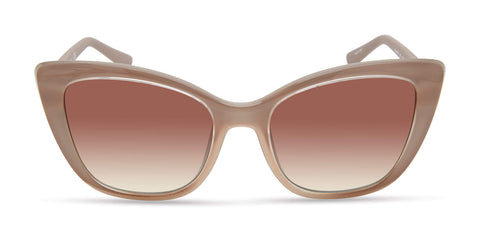 GUESS Women's Retro Inspired Cat Eye Sunglasses, Shiny Beige, 55mm GUESS