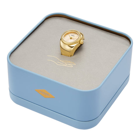 Fossil Women's Quartz Stainless Steel Two-Hand Watch Ring, Color: Gold (Model: ES5246) Fossil