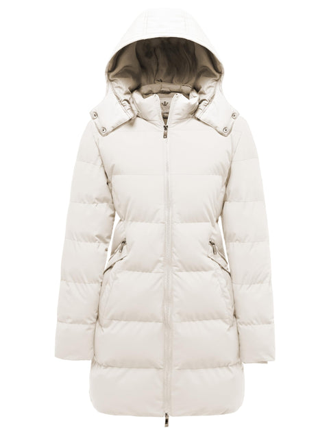 WenVen Women's Heavyweight Winter Puffer Jacket Winter Warm Fashion Parka Coats with Hood (Beige,XL) WenVen
