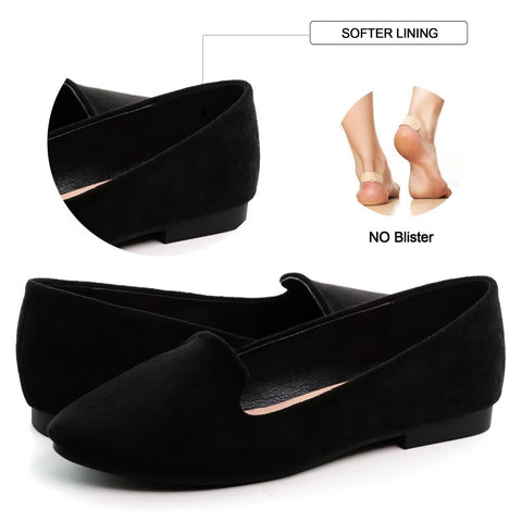 SAILING LU Women Round Toe Flats Comfortable Ballet Flat Shoes for Women Dressy Black Slip-ons Loafers Black Size 8.5