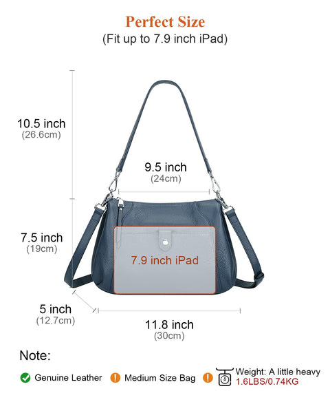 Over Earth Genuine Leather Small Hobo Crossbody Bags for Women Shoulder Purses and Handbags(O189E Indigo Blue) Over Earth