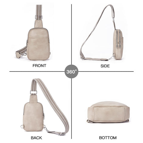 Telena Sling Bag for Women Vegan Leather Fanny Pack Crossbody Bags Chest Bag for Women Grey Telena