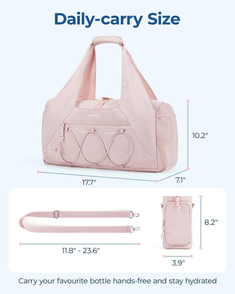 BAGSMART Gym Bag for Women, Lightweight Duffel Bag with Shoe Compartment, Weekender Bags with Wet Pocket, Workout Yoga Tote Bag for Women, Pink BAGSMART