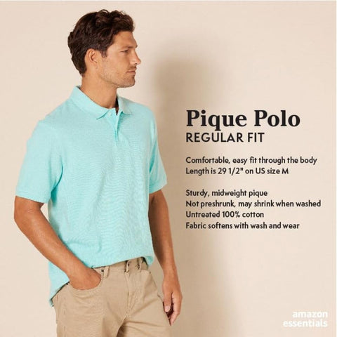 Amazon Essentials Men's Regular-Fit Cotton Pique Polo Shirt (Available in Big & Tall), Olive, X-Large Amazon Essentials
