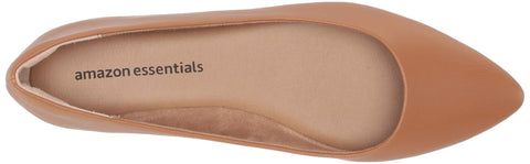 Amazon Essentials Women's Pointed-Toe Ballet Flat, Camel, 8