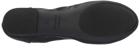 Amazon Essentials Women's Belice Slip On Ballet Flat, Black Faux Leather, 8