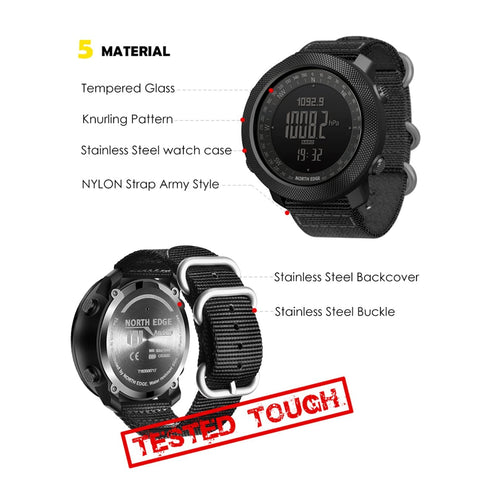 North Edge Apache Tactical Sports Watches for Men , Outdoor Survival Military Compass Rock Solid Digital Watches with Durable Band, Steps Tracker Pedometer Calories (Green)… NORTH EDGE