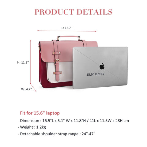 ECOSUSI Laptop Bag for Women Vegan Leather Messenger Bag Fashion Briefcase Backpack 15.6 inch Computer Satchel Bag ECOSUSI