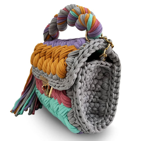 CHQEL Evening Clutch Bag for Women, Handmade Crochet Wedding Party Purse, Small Flap Formal Crossbody Handbag Evening Clutch (Khaki) CHQEL