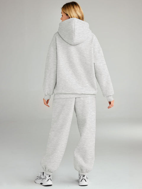 AUTOMET Women 2 Piece Outfits 2025 Plus Size Fall Fashion Airport Travel Pants Lounge Set Leisure Vacation Winter Clothes Sweatsuits Grey M