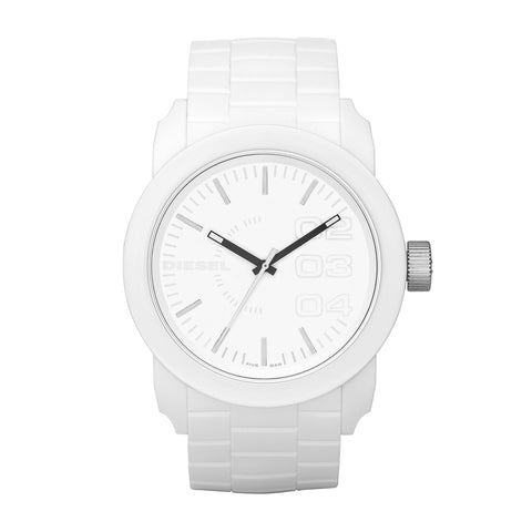 Diesel Men's 52mm Double Down Quartz Silicone Three-Hand Watch, Color: White (Model: DZ1436) Diesel