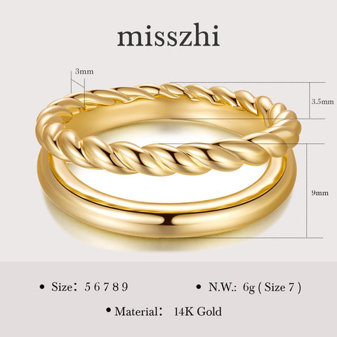misszhi Gold Rings 14K Gold Rings For Women Chunky Gold Rings Gold Jewelry For Women Classic Double Twisted Rings For Women Non Tarnish 8 misszhi