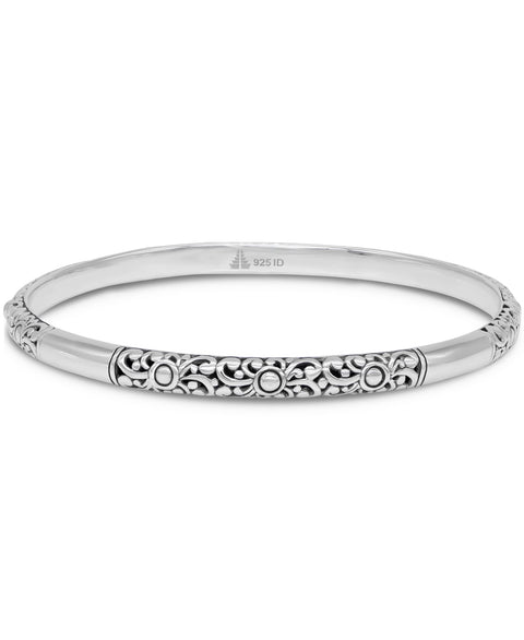 DEVATA Sterling Silver 925 Bali Filigree Slide-on Bangle Bracelet FLK5926ASS (Size Medium) DEVATA