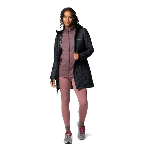 Columbia Womens Heavenly Long Hooded Puffer Jacket, Black, Large Columbia
