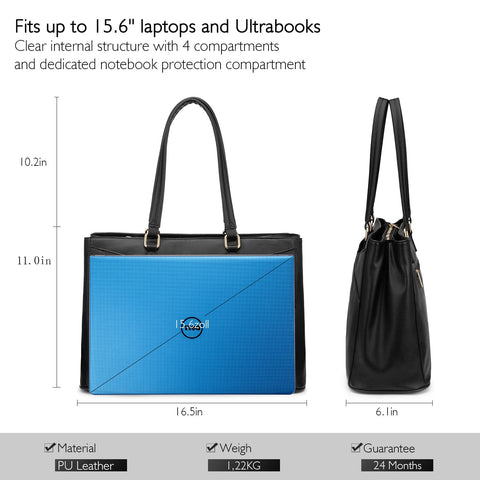 Laptop Tote Bag for Women 15.6 Inch Waterproof Leather Computer Bags Business Office Work Briefcase Black LOVEVOOK
