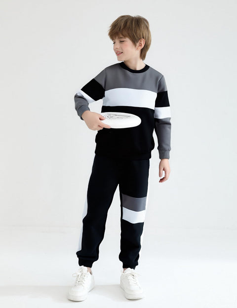 mkodopy Boys Clothes Hoodie Sweatsuits Tops and Pants Boys Fall Winter Outfits Boy Clothing Set (Black Gray, 6-7 Years)