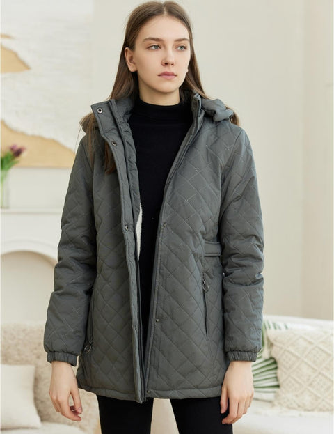 LQHHYLYX Womens Fashion Hooded Thickened Fleece Winter Soft Long Warm Jacket(Medium,Gray) LQHHYLYX