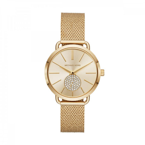 Michael Kors Portia Three-Hand Gold-Tone Stainless Steel Mesh Women's Watch (Model: MK3844) Michael Kors