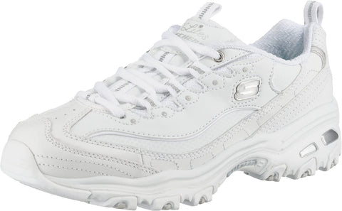 Skechers Sport womens D'LITES FRESH START Memory Foam Lace-up Sneaker,White Silver,9 M US Skechers