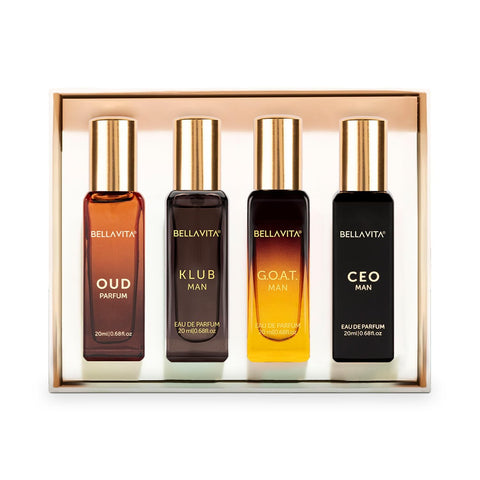 B.e;ll-a-V,i-t-a Luxury Man Perfume Gift Set 4 x 20 ml for Men with KLUB, OUD, CEO, G.O.A.T Perfume | Woody, Citrusy Long Lasting EDP Fragrance Scent Generic